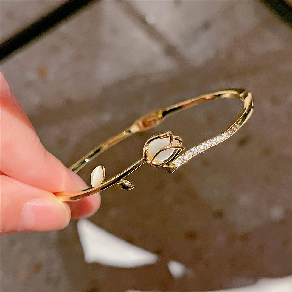 Bracelet Petite Rose Brillant Rose