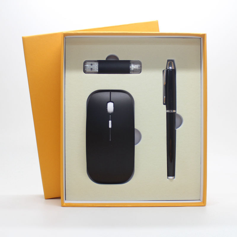 Souris sans fil fine, disque U mobile, stylo, trois pièces, cadeau de bureau, LOGO sur mesure, direct d'usine