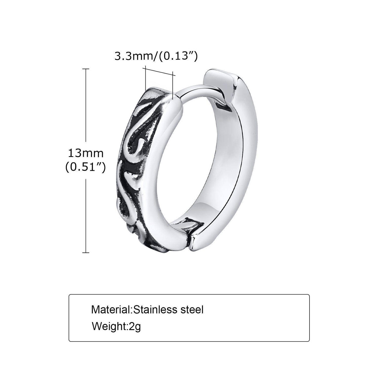 Men's Personality Fashion Retro Stainless Steel Earrings Men's Accessories