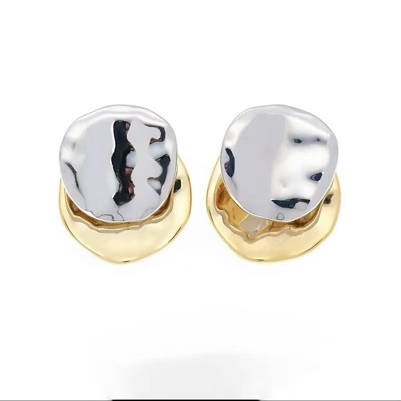 French Retro Personalized Metal Irregular Ear Studs