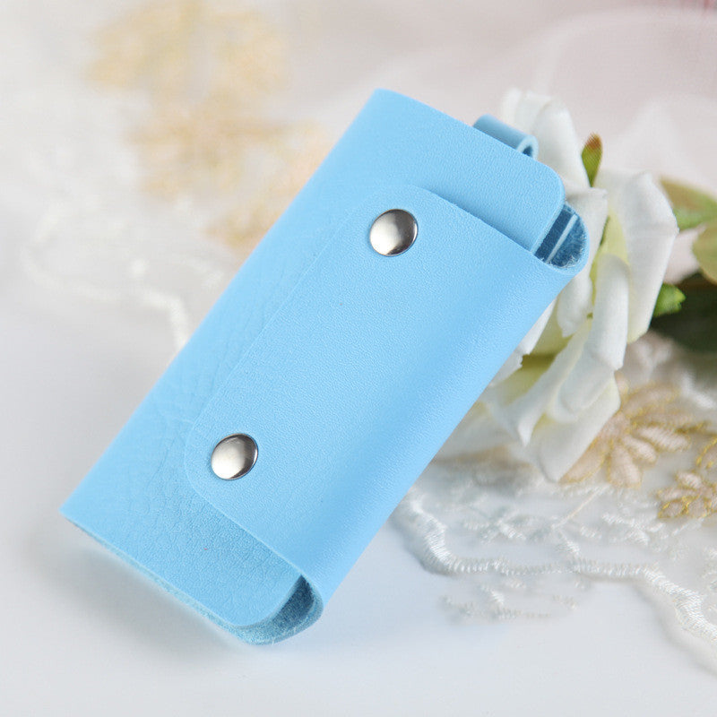 Color button leather key case