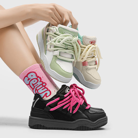 Zapatos Blancos Pequeños Deportivos Retro De Pan De Suela Gruesa para Hombre