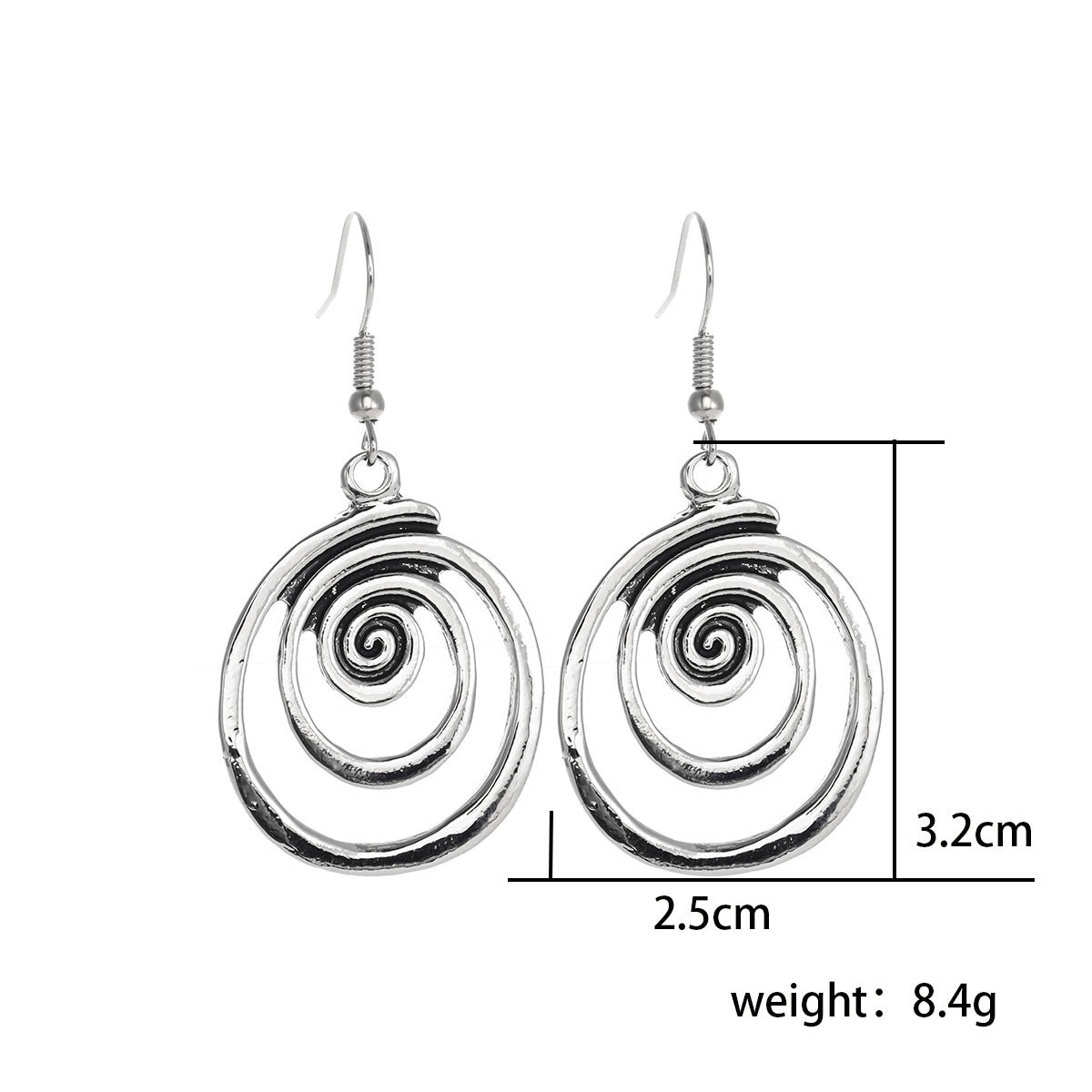 Boucles d'oreilles rétro géométriques en spirale en détresse, personnalité