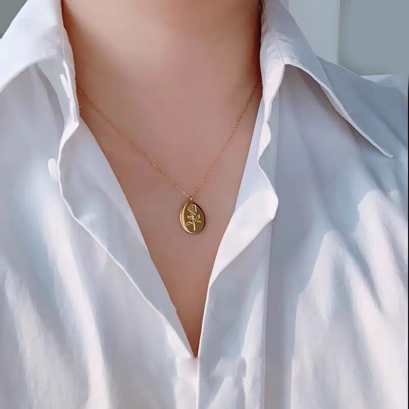 S925 Sterling Silver Embossed Little Prince Oval And Rose Flower O-shaped Chain