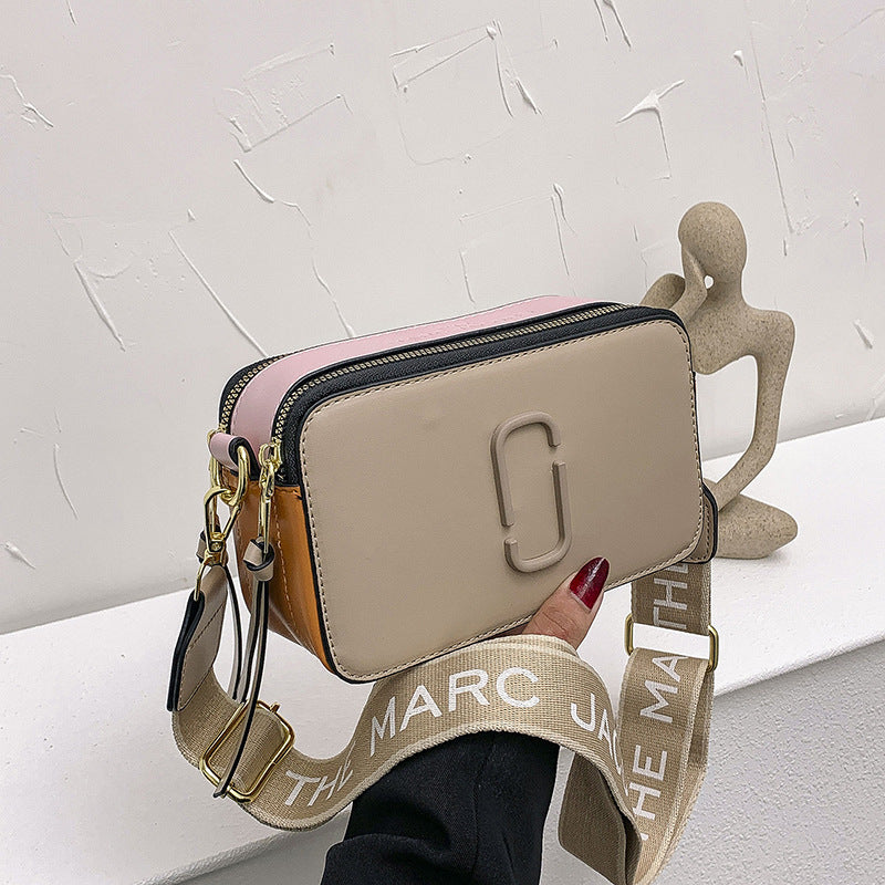 Bolso para cámara Retro Color de contraste minimalista pequeño cuadrado moderno bandolera de estilo occidental con un solo hombro