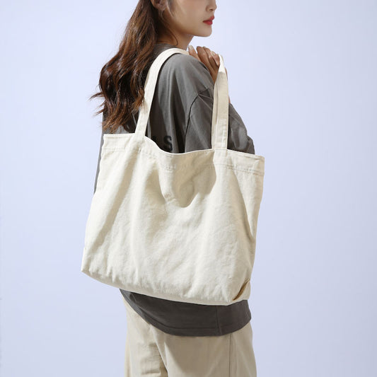 Plain Simple One-shoulder Canvas Bag