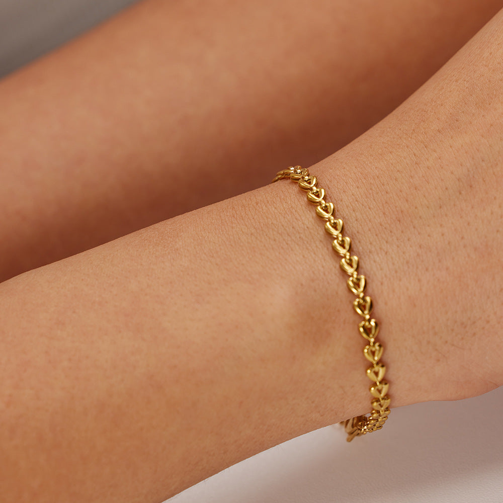 Ins Style – collier et bracelet tissés en acier inoxydable plaqué or 18 carats, creux, amour