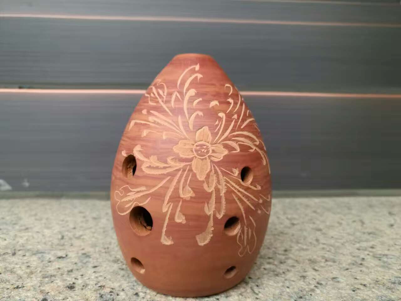 Instrumento musical Xun antiguo de siete estrellas, instrumento musical Taoxun en forma de pera Taoxun de ocho agujeros