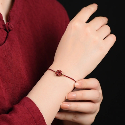 Cinnabar Clover Red Rope Bracelet