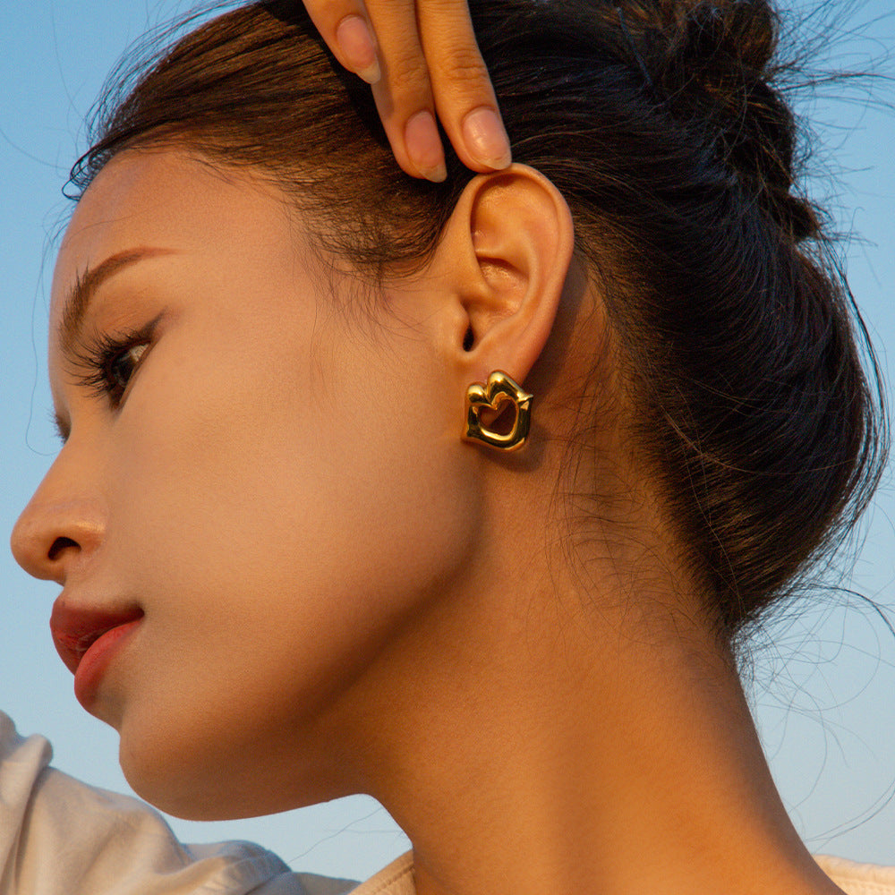 INS New 18K Gold Stainless Steel Lip Stud Earrings