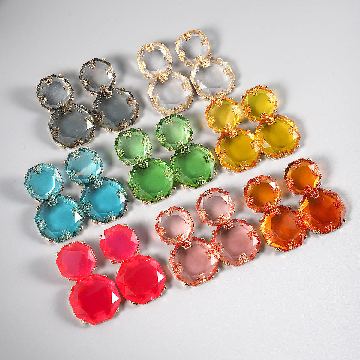 Boucles d'oreilles en résine transparente de style bohème d'été