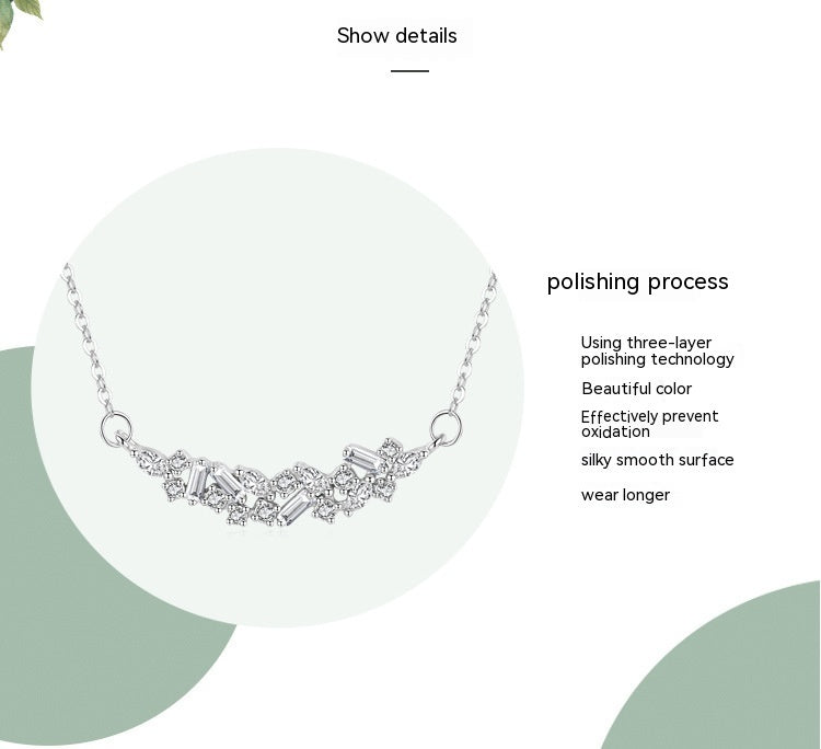 S925 Sterling Silver Niche Necklace Women's Light Luxury High-grade Micro-inlaid Necklace All-match Pendant