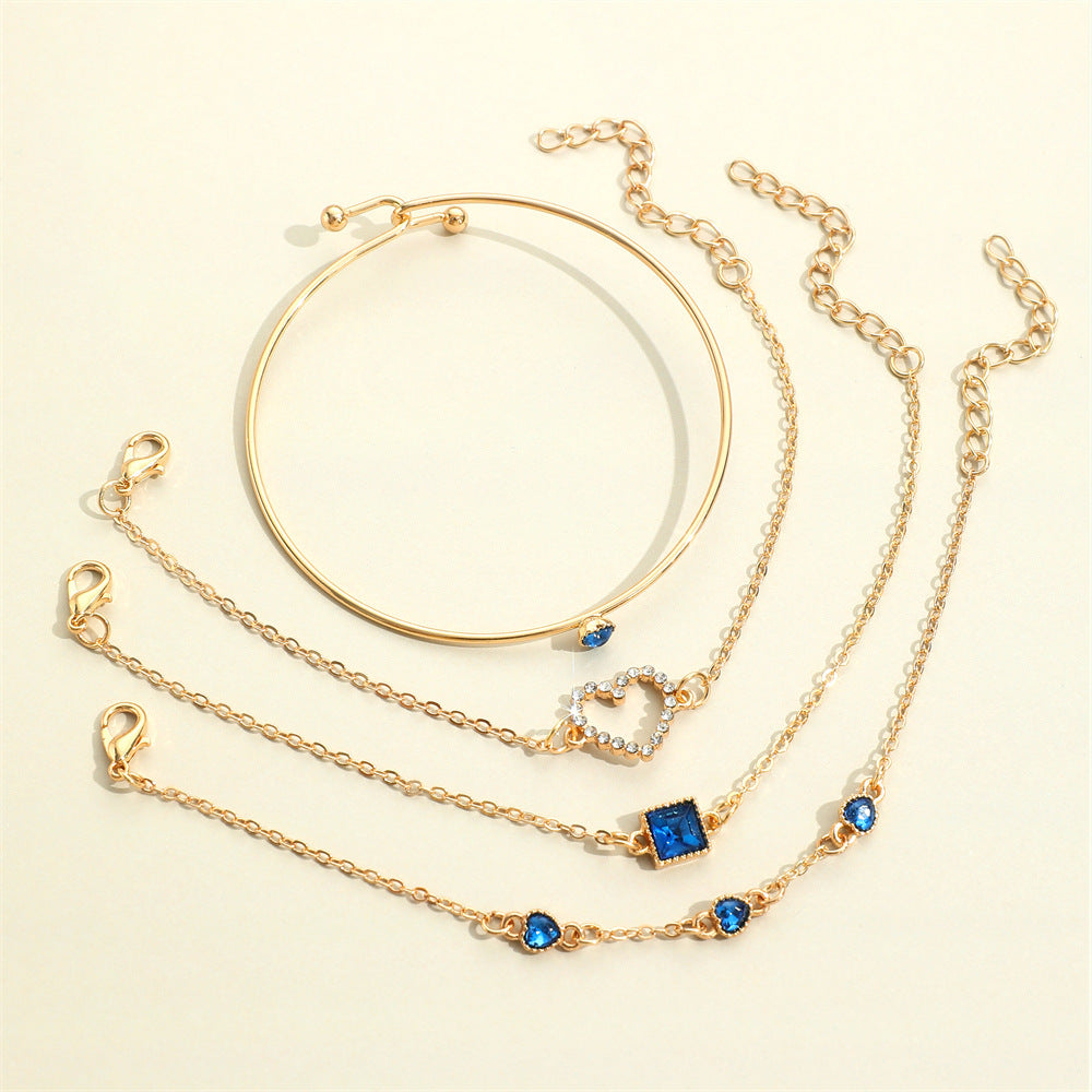 Traje de pulsera de corazón de cadena cuadrada Lvzuan con incrustaciones retro