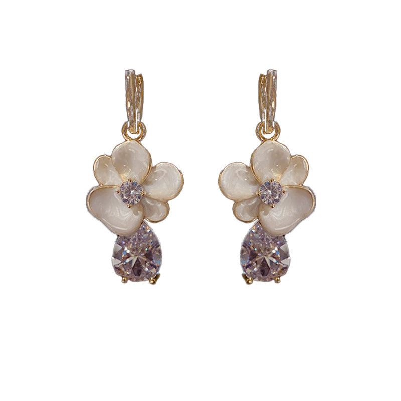 Fashion Flower Zircon Elegant Retro Earrings