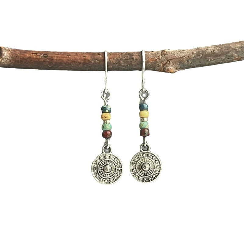 Bohemian Round Beaded Pendant Earrings Vintage