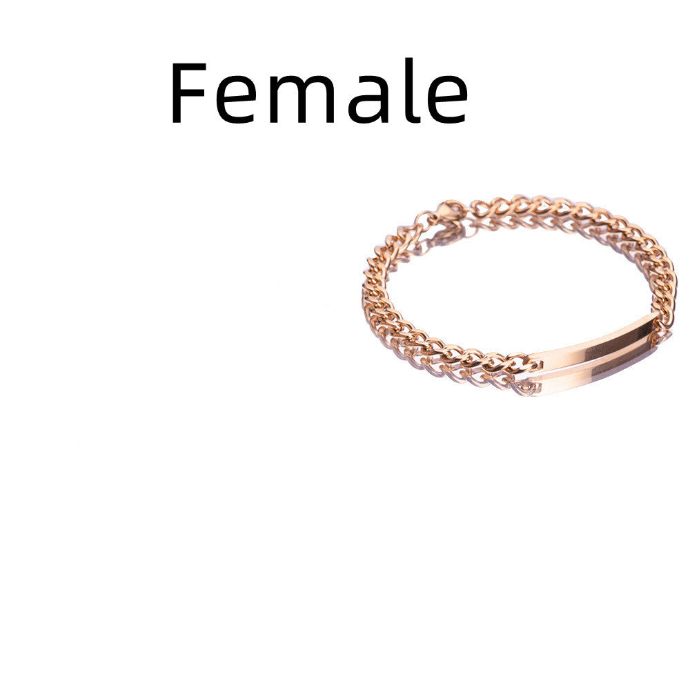 Engraved Titanium Steel Lovers' Day 18K High Quality Gold Plated Bracelet