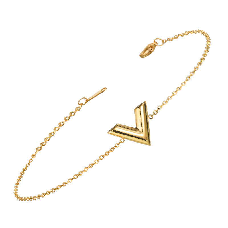 Collier Simple en forme de V en acier inoxydable, Bracelet, clous d'oreilles, costume