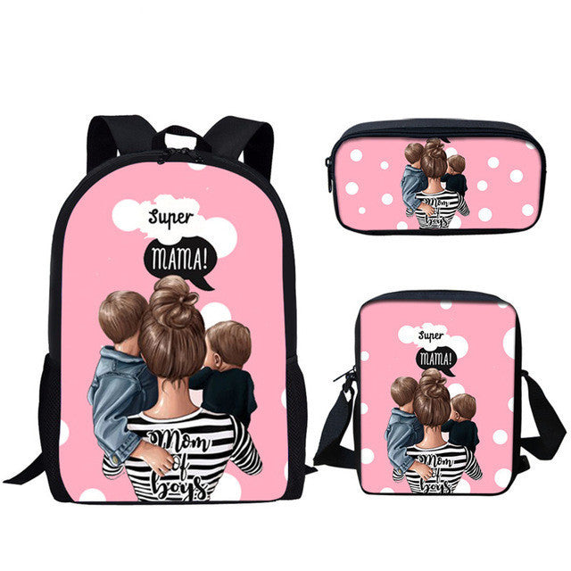 Sac diagonal pour sac à dos étudiant imprimé en trois pièces