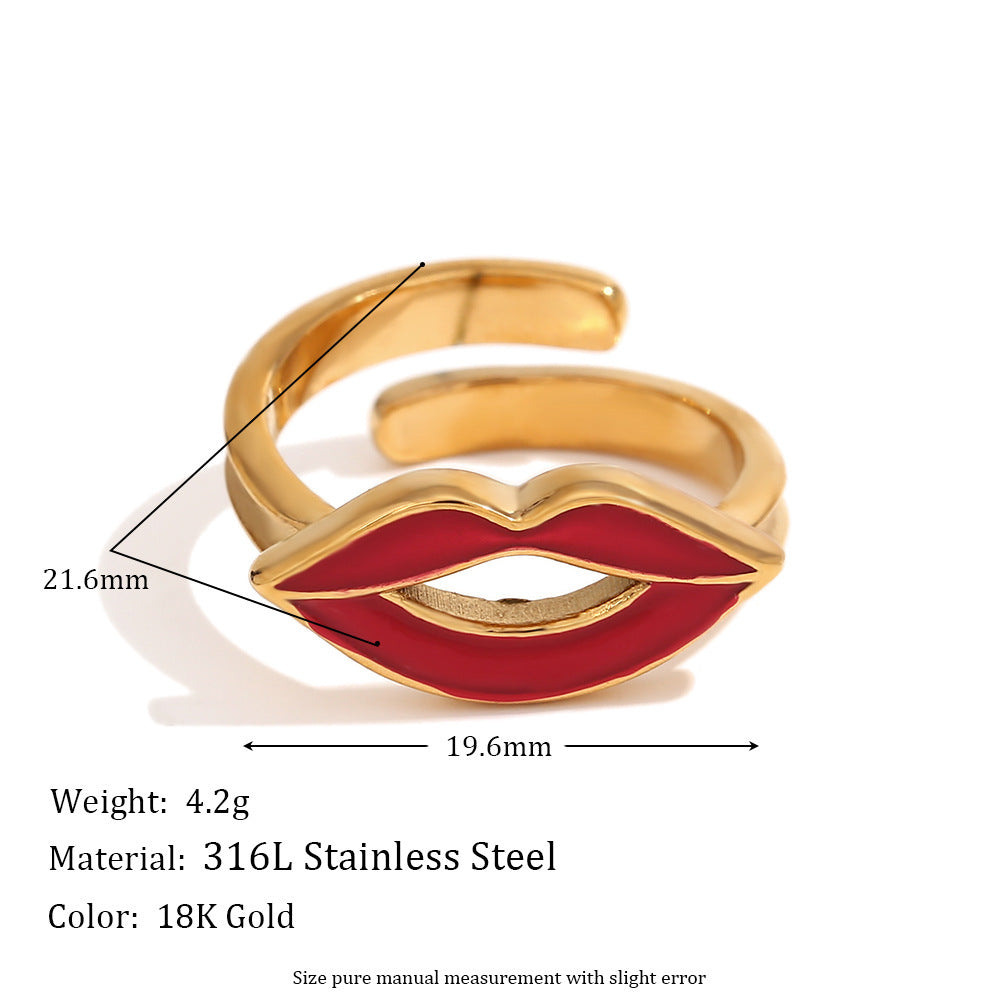 18K Gold Lip Dripping Ring For Women