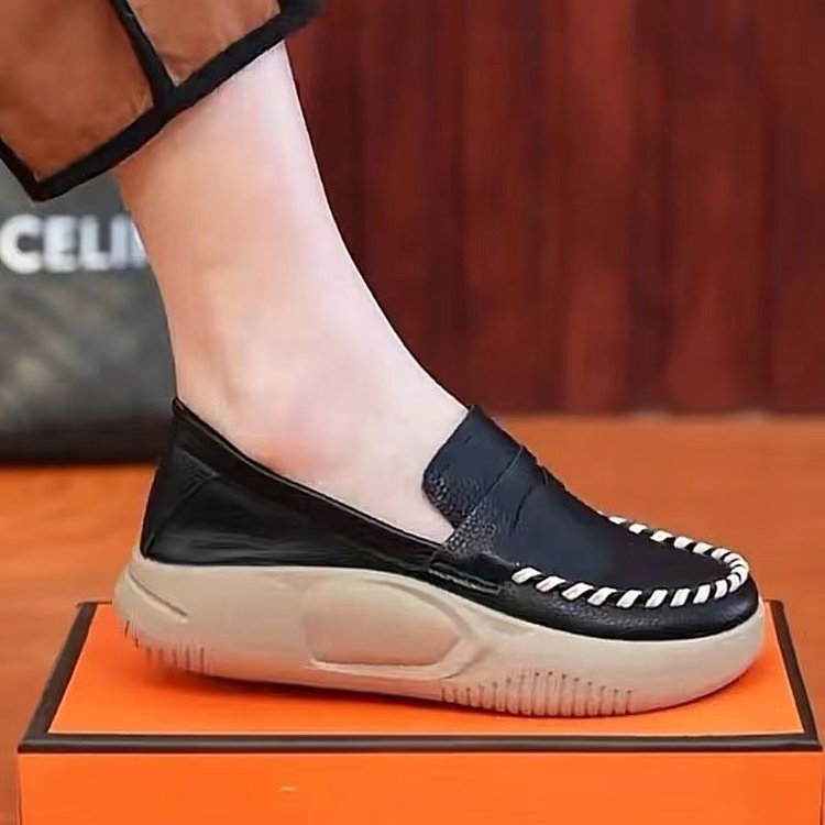 Mocasines Zapatos de cuero de fondo suave para mujer Retro