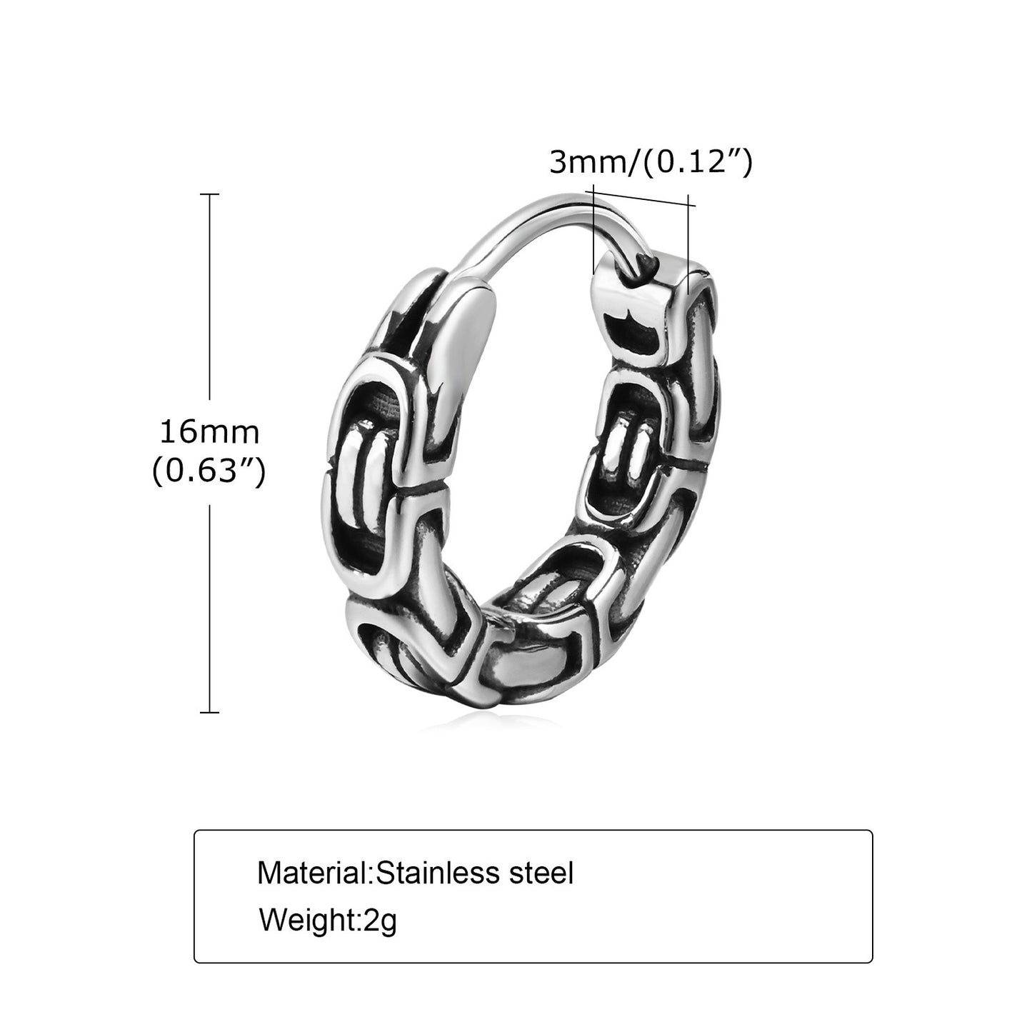 Men's Personality Fashion Retro Stainless Steel Earrings Men's Accessories