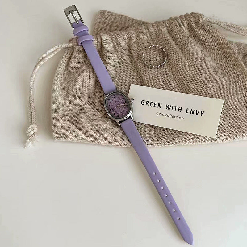 Reloj con cinturón de cuero romano retro de alta calidad, ligero, de interés especial, estilo Ins para mujer