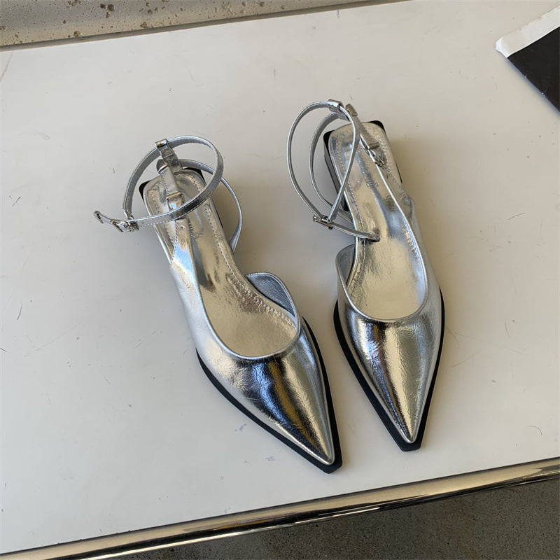 Sandalias con tira en la espalda y punta estrecha a la moda para mujer