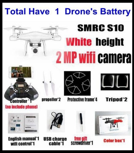 Promotion des ventes WiFi 2MP caméra avec S10 SMRC FPV quadrirotor Drone hélicoptère UAV Micro télécommande jouet RACER KIT avion