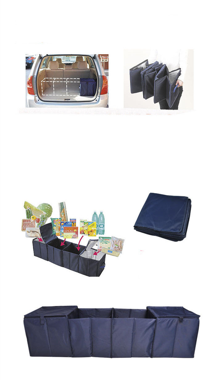 Caja de almacenamiento multiusos plegable para coche con 4 compartimentos
