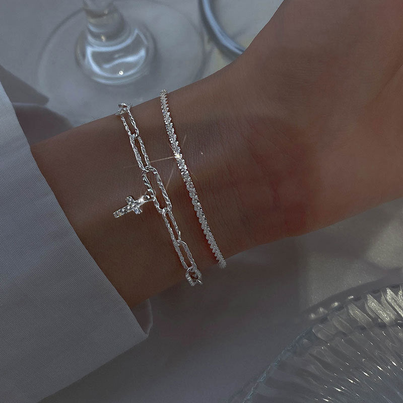 Sparkling Zircon Bracelet 2-piece Set