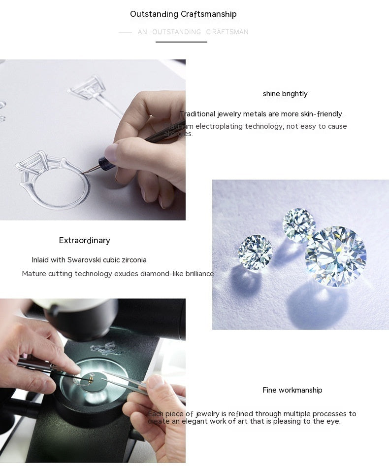 S925 Sterling Silver Niche Necklace Women's Light Luxury High-grade Micro-inlaid Necklace All-match Pendant