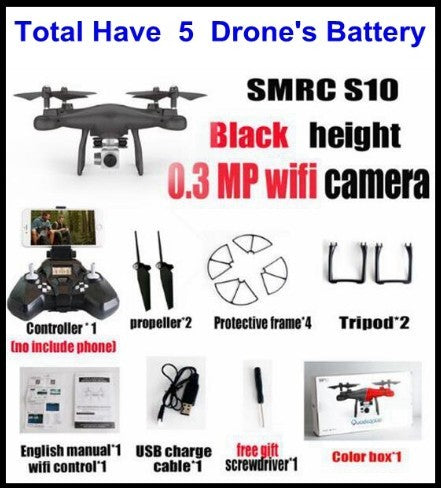 Promotion des ventes WiFi 2MP caméra avec S10 SMRC FPV quadrirotor Drone hélicoptère UAV Micro télécommande jouet RACER KIT avion