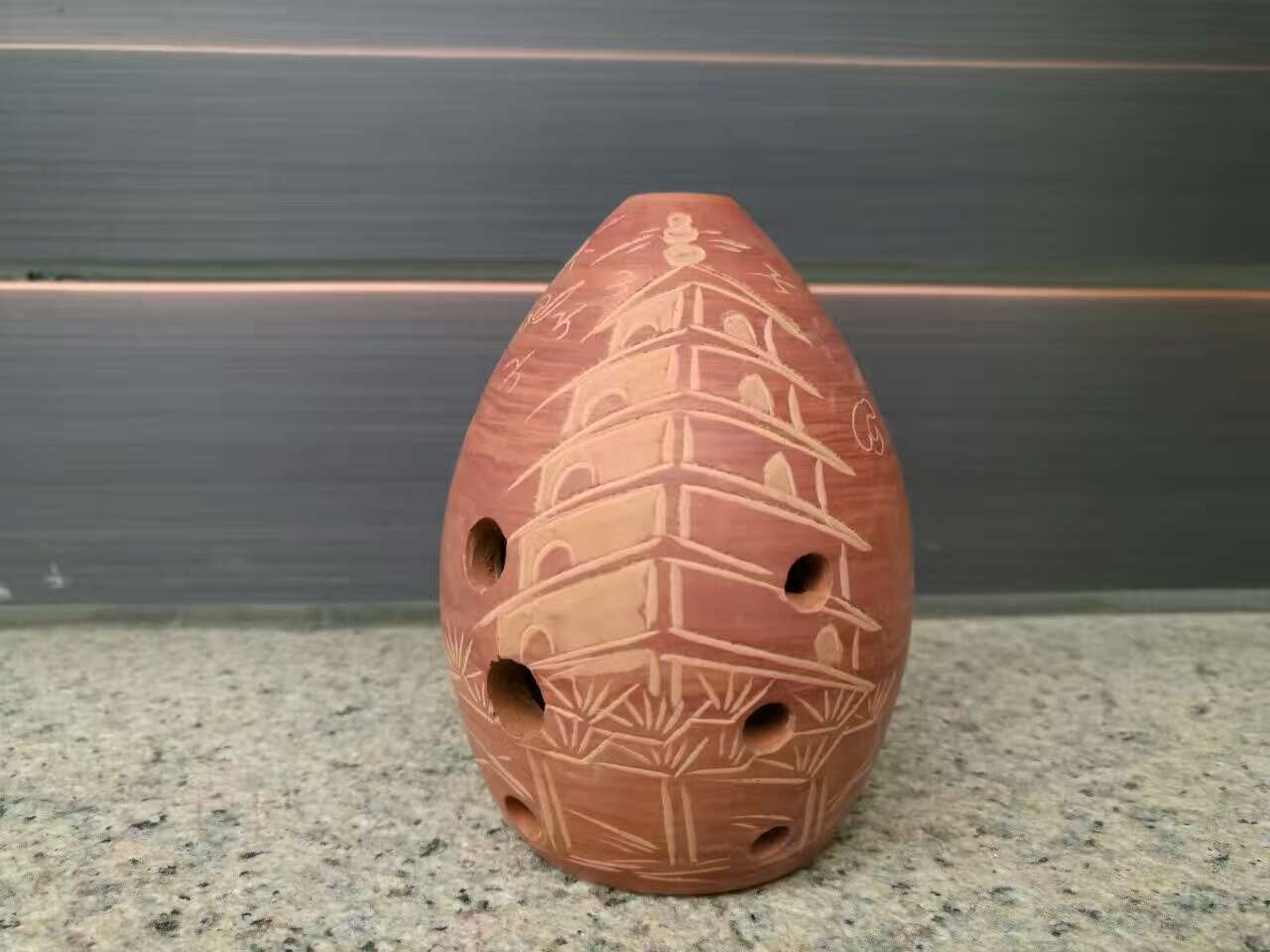 Instrumento musical Xun antiguo de siete estrellas, instrumento musical Taoxun en forma de pera Taoxun de ocho agujeros