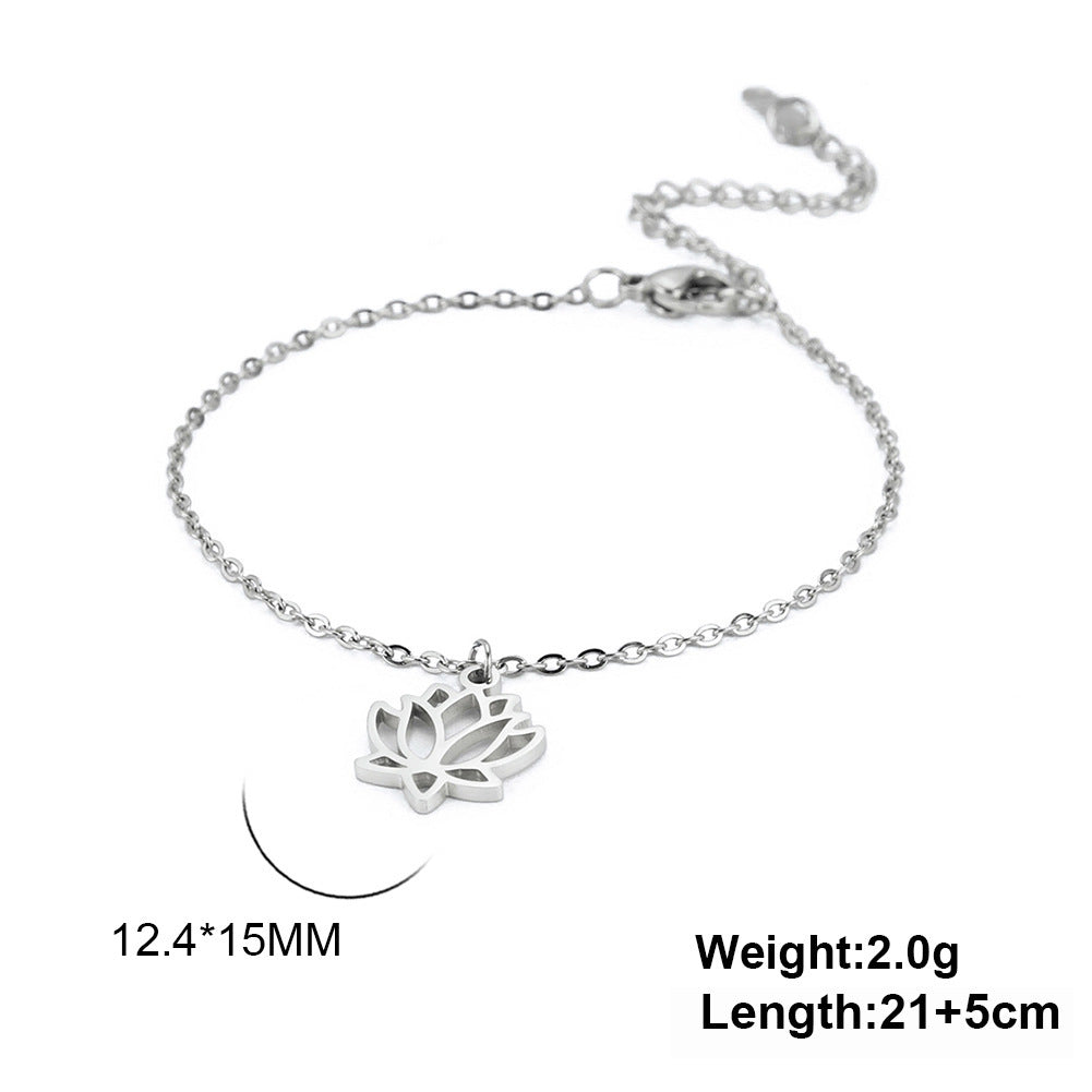 Women's Lotus Stainless Steel Bohemian Pendant Ankle Bracelet Beach Accessories