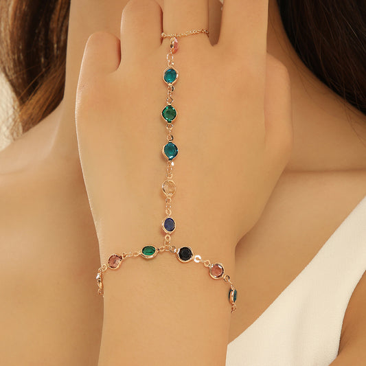 Bracelet chaîne en cristal coloré de style bohème