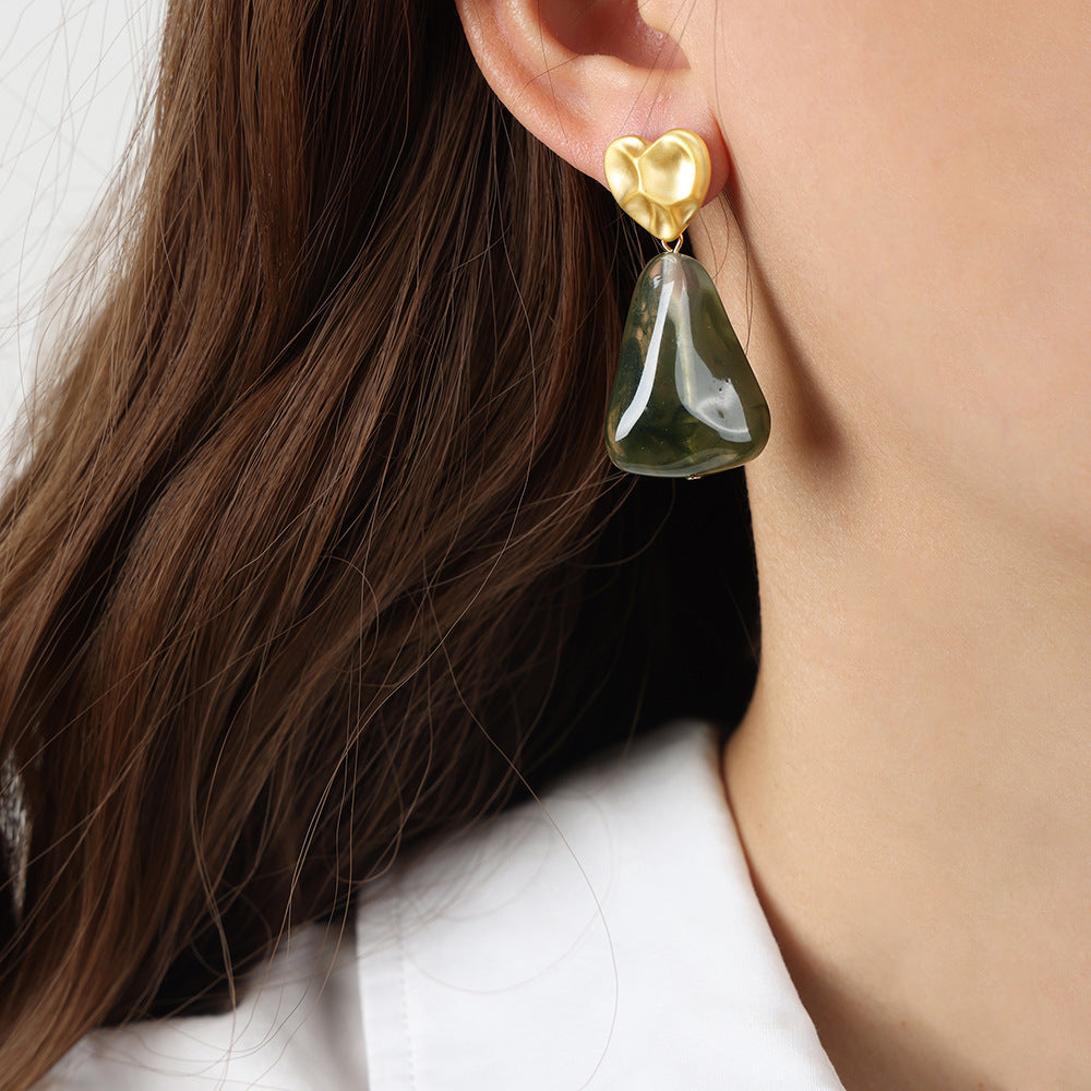 Retro Fashion And Personalized Exaggerated Geometric Blooming Resin Pendant Earrings
