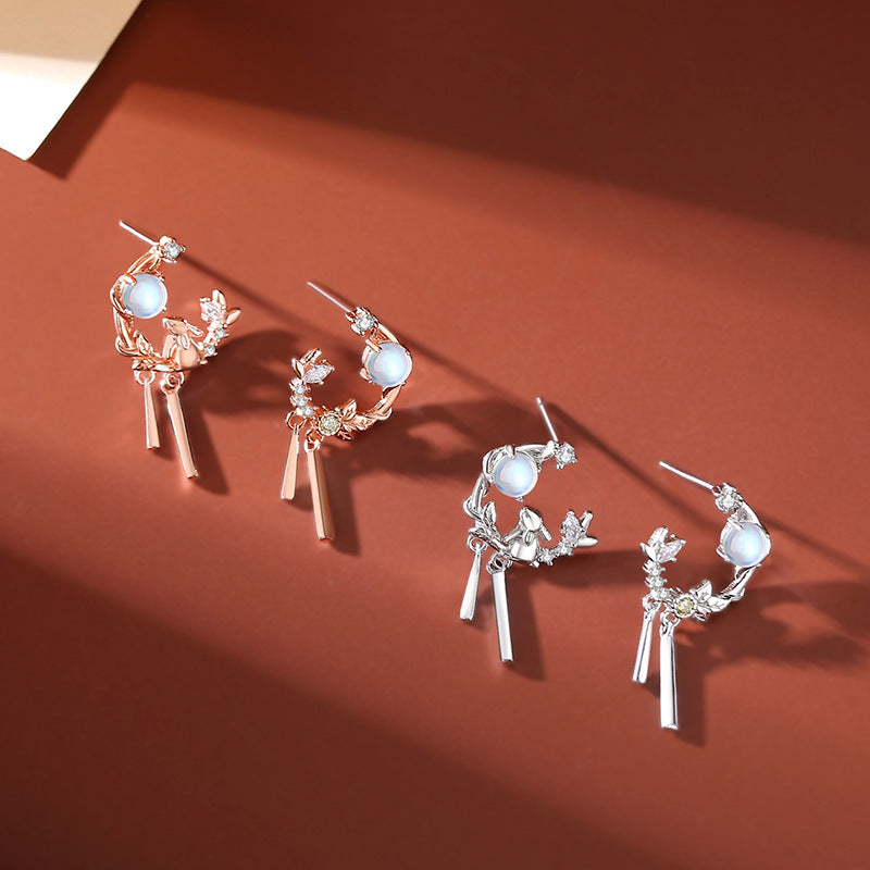 Pendientes de conejo adorables estilo Mori originales estilo nacional Retro