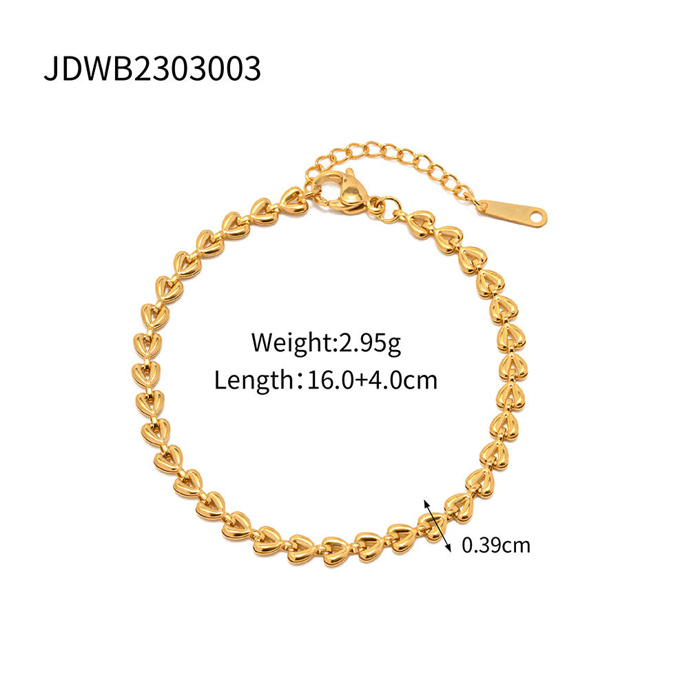 Ins Style – collier et bracelet tissés en acier inoxydable plaqué or 18 carats, creux, amour