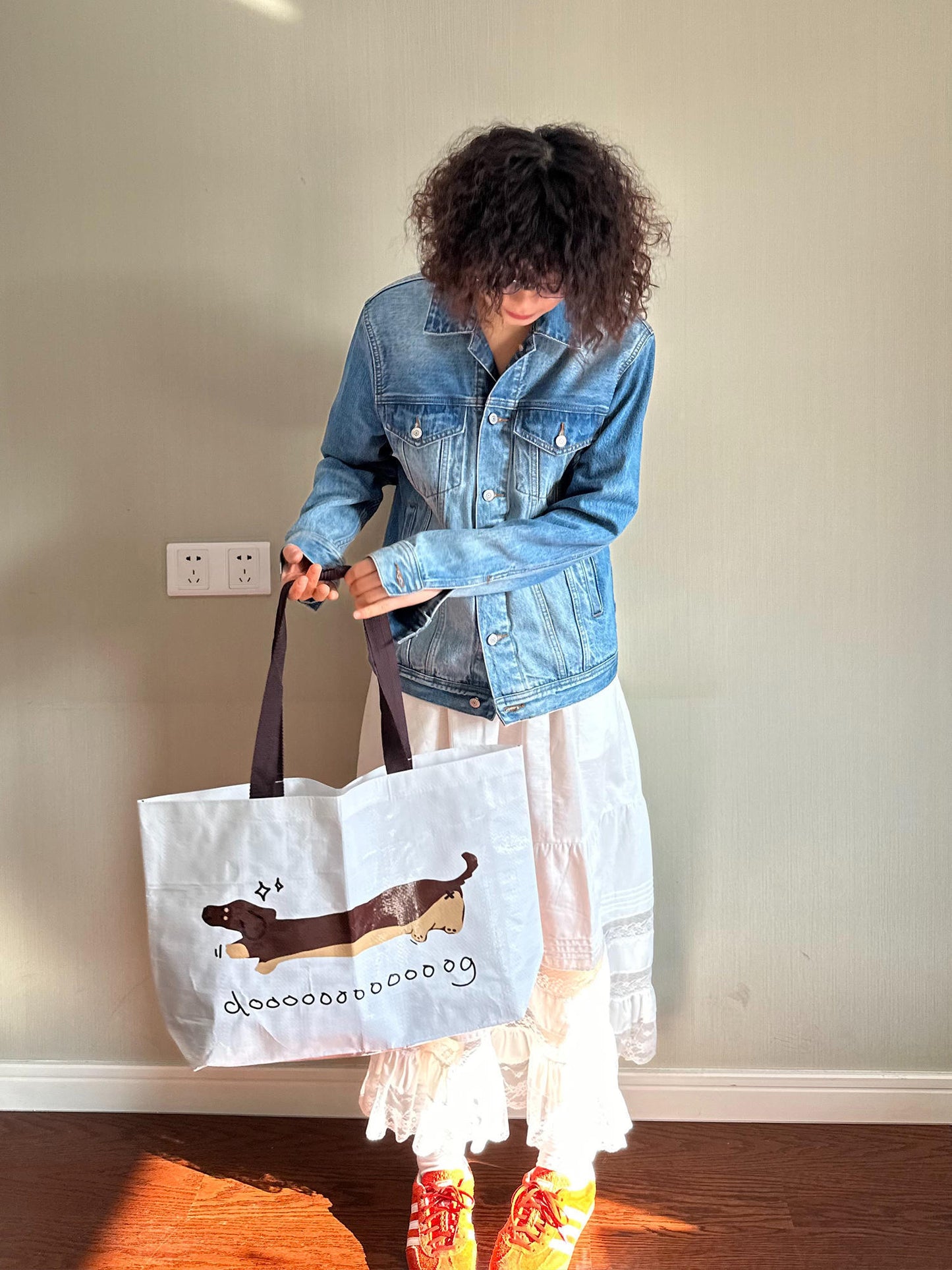 Sausage Dog Woven Bag Waterproof And Environmentally Friendly Shopping Bag