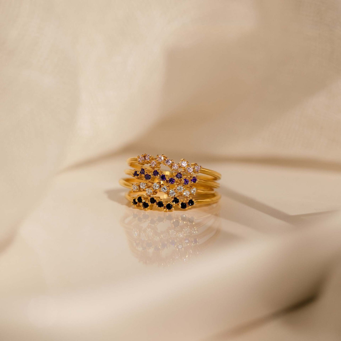 Color Zircon December Birthday Stone Ring Simple Bracelet