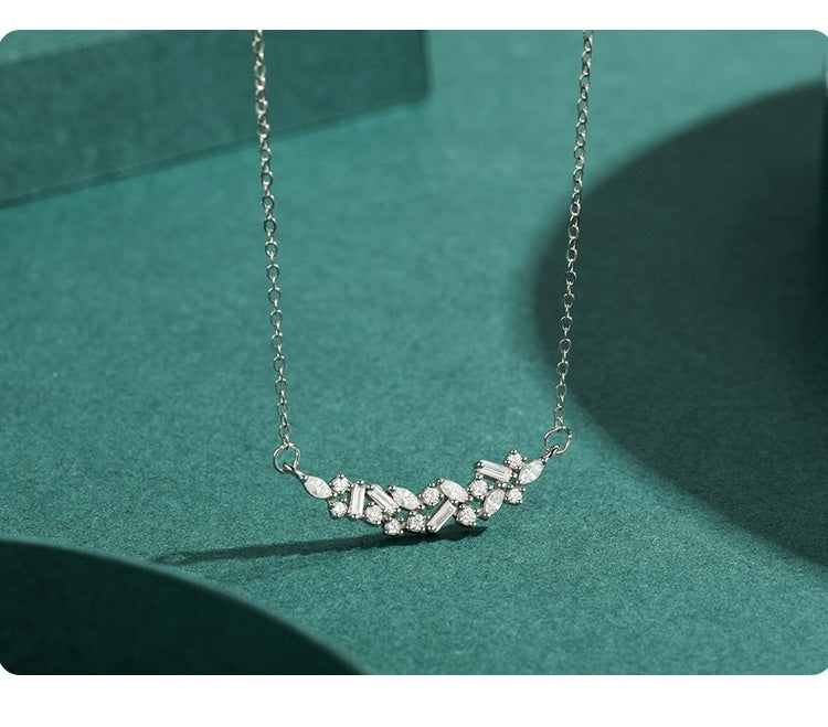 S925 Sterling Silver Niche Necklace Women's Light Luxury High-grade Micro-inlaid Necklace All-match Pendant