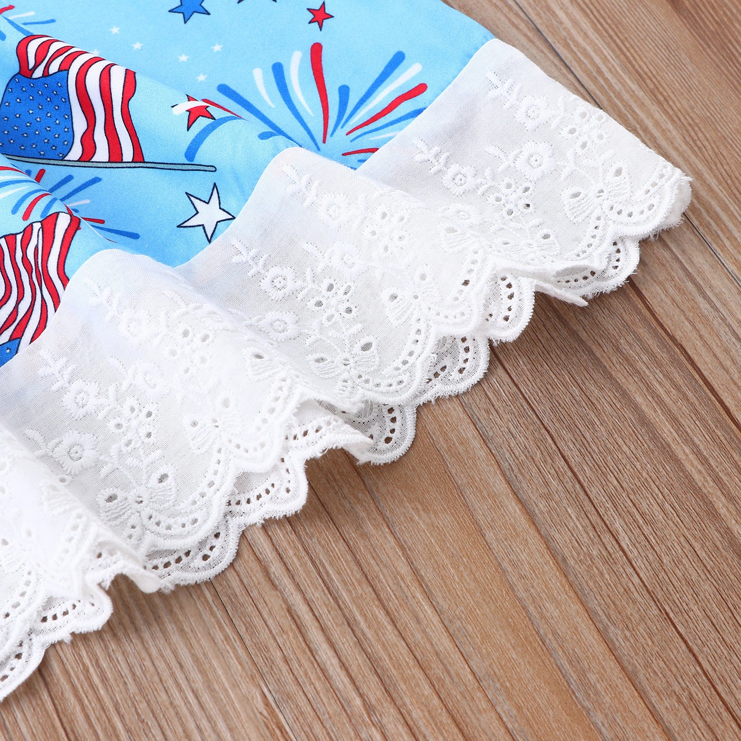 Vestido de verano sin mangas con bandera de fuegos artificiales para niños