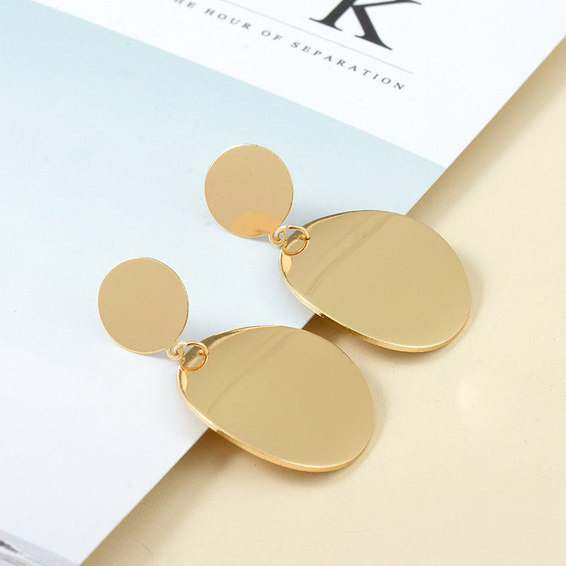 Boucles d'oreilles en forme de disque, personnalité Simple, Texture métallique rétro brossée, taille mate