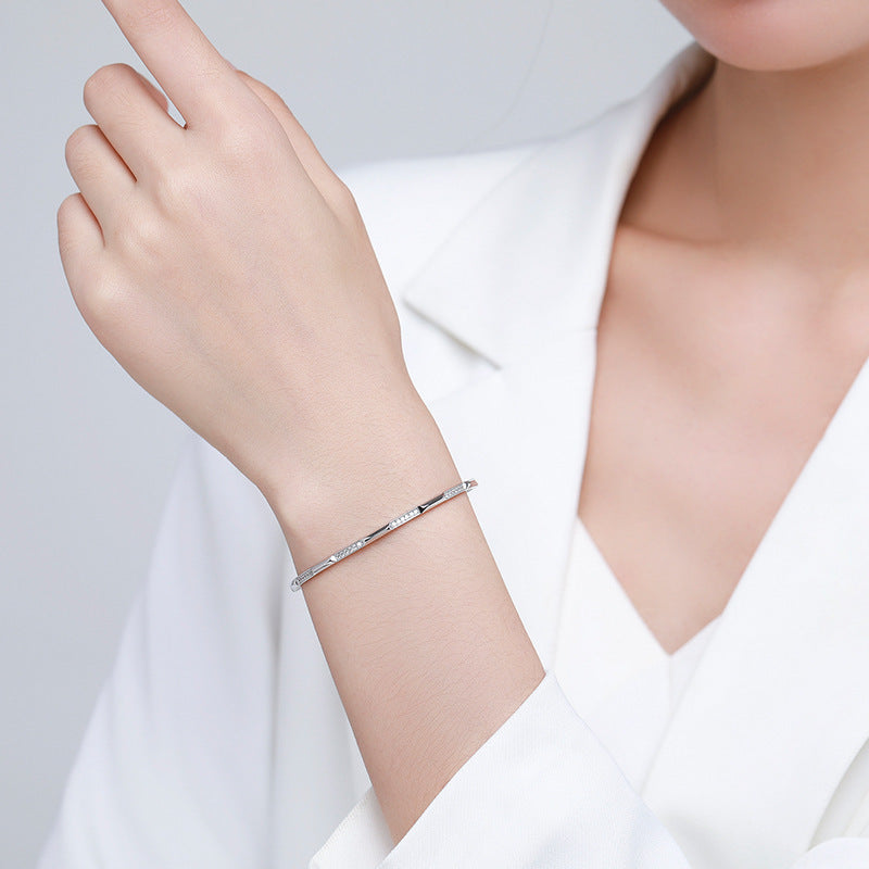 Bracelet en argent S925 pour femmes, Micro-incrusté de style coréen, léger et luxueux