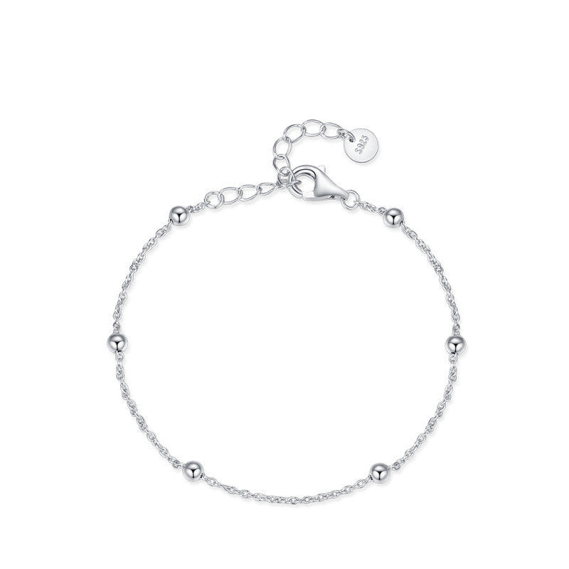 Sterling Silver Beaded Wire Bracelet For Women
