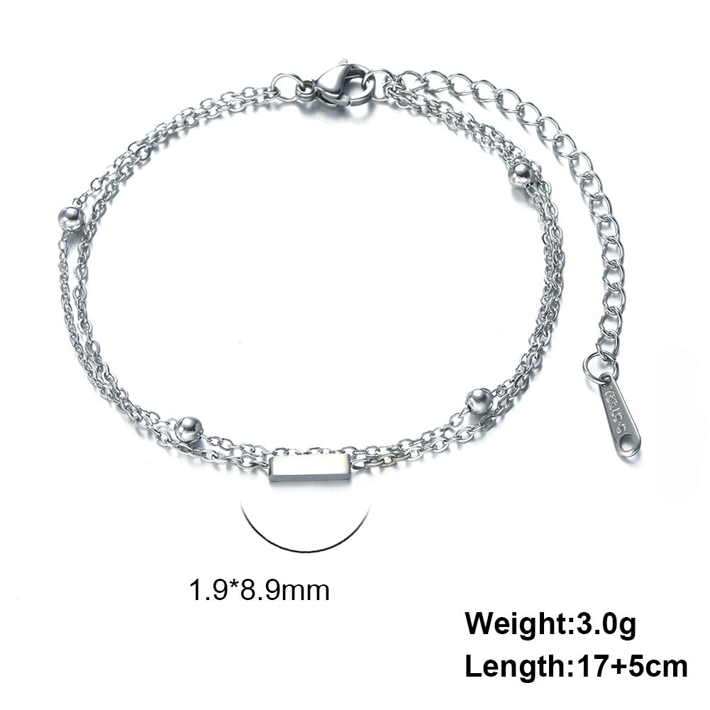 Cut Titanium Steel Double-layer Chain 26 Letters Pendant Bracelet