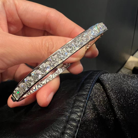 Bracelet en argent pur plaqué or 18, 40 points, grand diamant Mosan