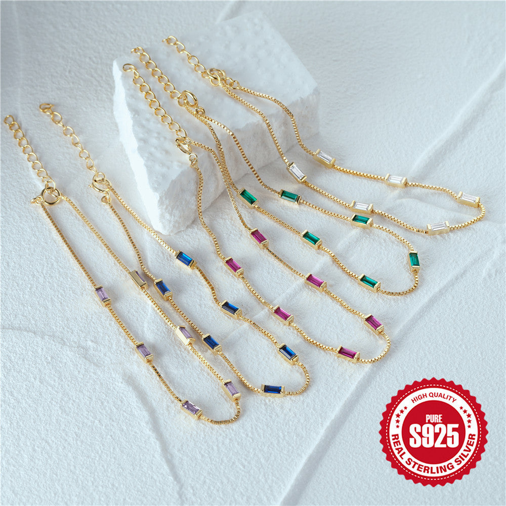 Bracelet en argent sterling avec zircon bleu, luxe léger et simplicité