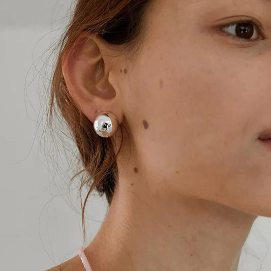 Advanced Photosensitive Surface Geometric Hemisphere Beanie Earrings