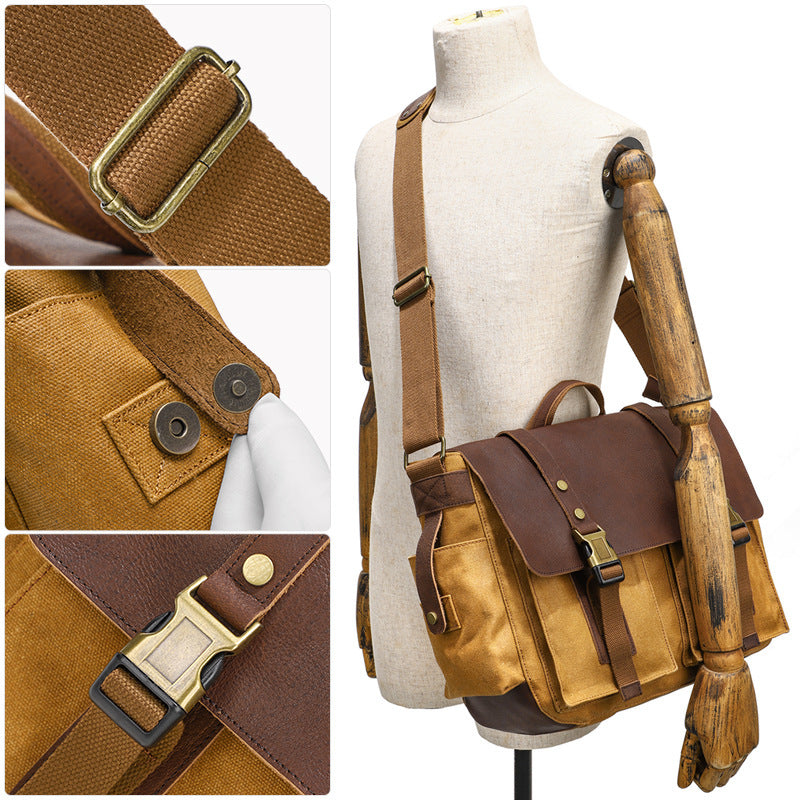 Sac à bandoulière en toile cirée en cuir de vache première couche